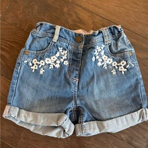 George Blue Denim Shorts with Floral Detail